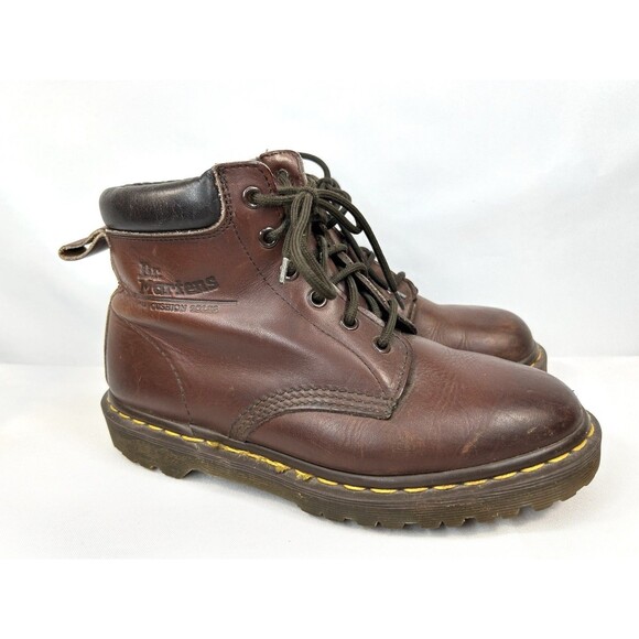 Vintage Dr Doc Martens England Womens Boots Size 8 Brown Leather Combat - Picture 1 of 10